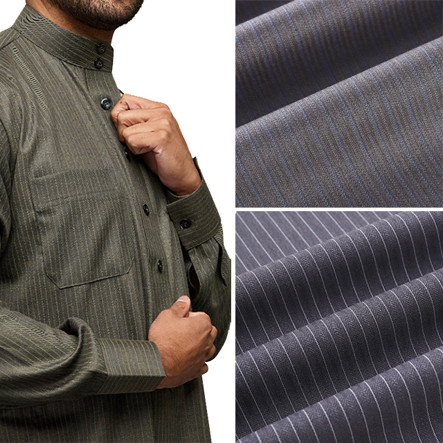 73% Polyester 27% Viscose 110*82 280G/M Suiting Woven Stripes Fabric - 图片 4