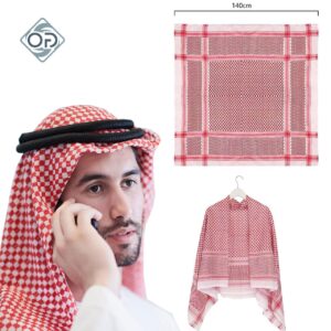 100% polyester Arab Muslim Men Head Scarf Custom Logo Square Turban Style Plaid Ethnic Pattern